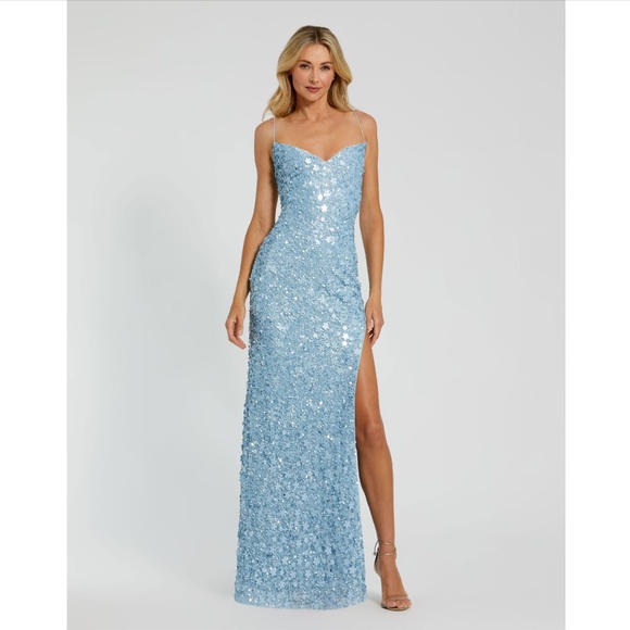 Mac Duggal Dresses & Skirts - MAC DUGGAL: Light Blue Embellished Spaghetti Strap Sweetheart Gown (NWT)
